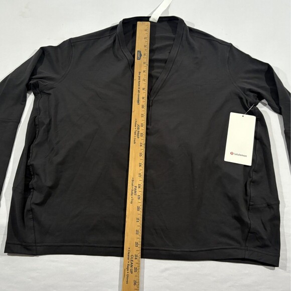 Lululemon Back In Action Long Sleeve V-Neck Pima Cotton Black Womens Sz 4 NWT - Picture 5 of 11